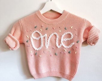 Custom embroidered birthday sweater | Custom Embroidered Baby and Toddler Sweater | birthday with sprinkles sweater