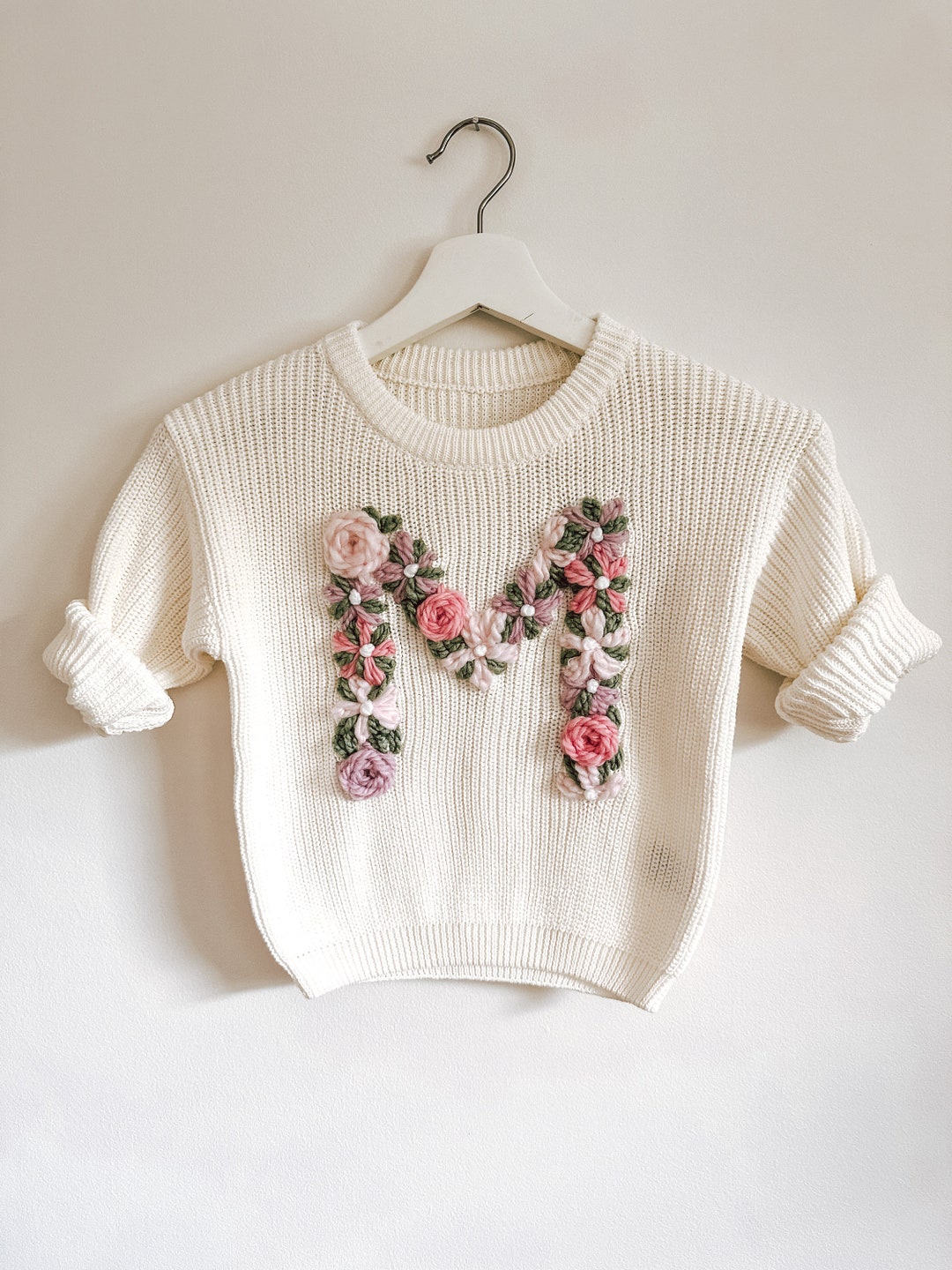Custom Embroidered Floral Initial Sweater | Custom