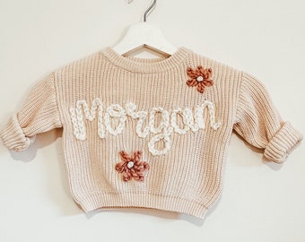 Custom Baby Sweater | Custom Embroidered Baby and Toddler Sweater | Hand Embroidered Name Sweater | Name Sweater| Baby Toddler Kids Gift