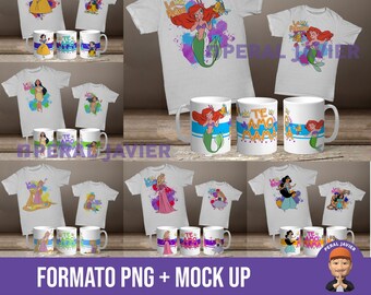 Mother's Day, 33 DIGITAL PNG designs for cups and t-shirts (mugs) mom duos princesses