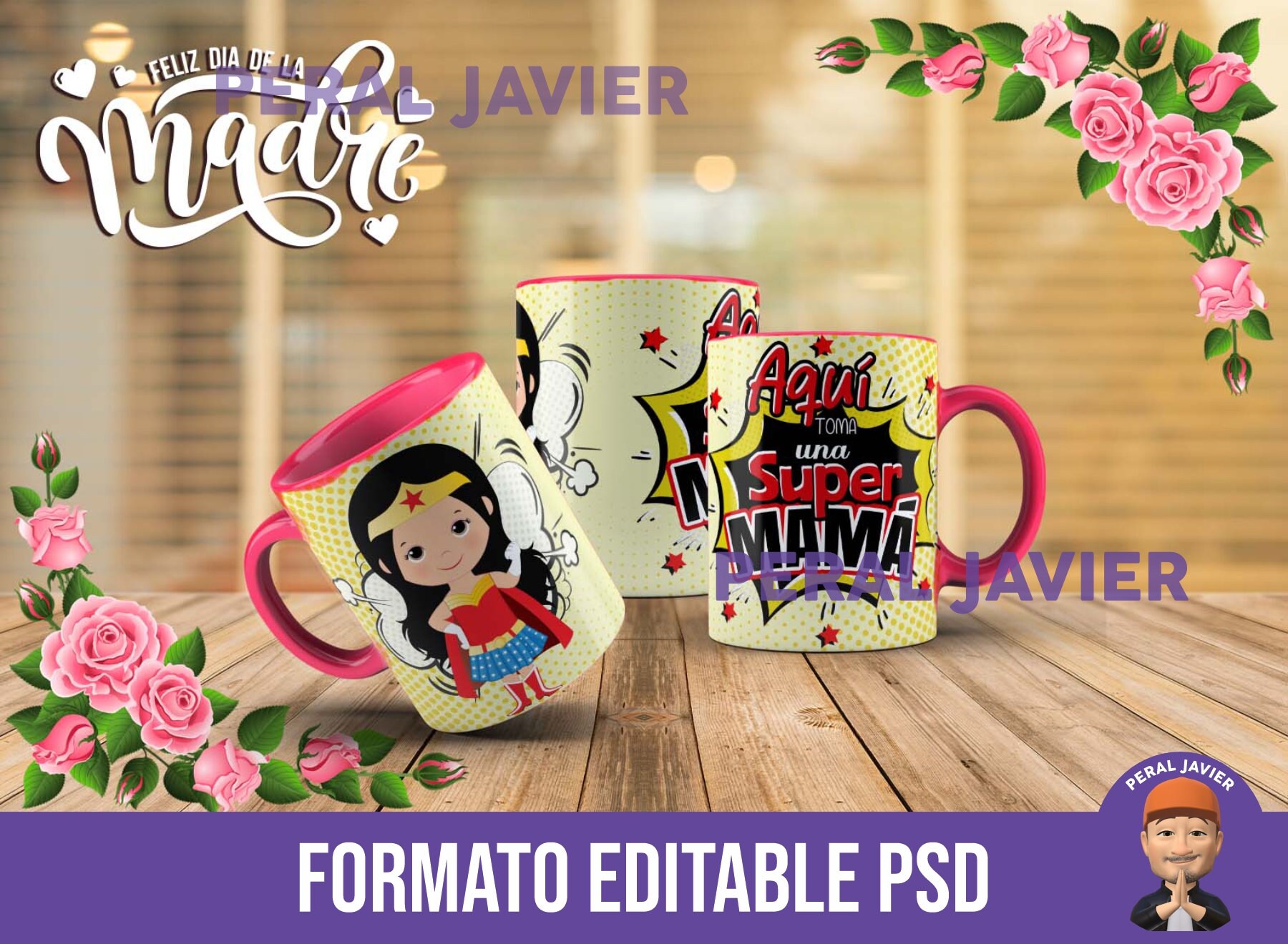 6 Plantillas Para Taza Dia De Las Madres Diseños Mama Taza 11oz Png Editables Psd Super Mama