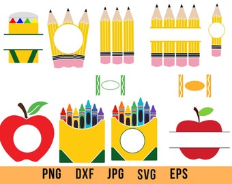 20 Crayon Split Monogram Svg, Crayon svg, Teacher Svg, Crayon Wrapper Svg, Crayon Set Svg, Crayon Wrapper Cut File, Crayon Cut File