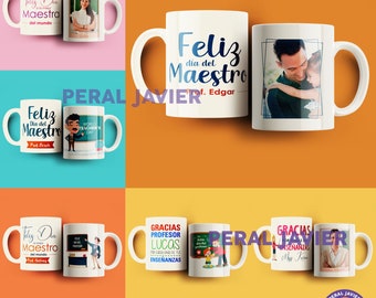 8 Templates / Designs for Teacher's Day mug, PNG and Editable PSD Teacher mug 11oz