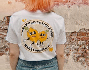 When Life Gives You Lemons Make Limoncello Shirt - Retro Lemon Graphic Tee - Funny Summer Citrus Quote T-Shirt