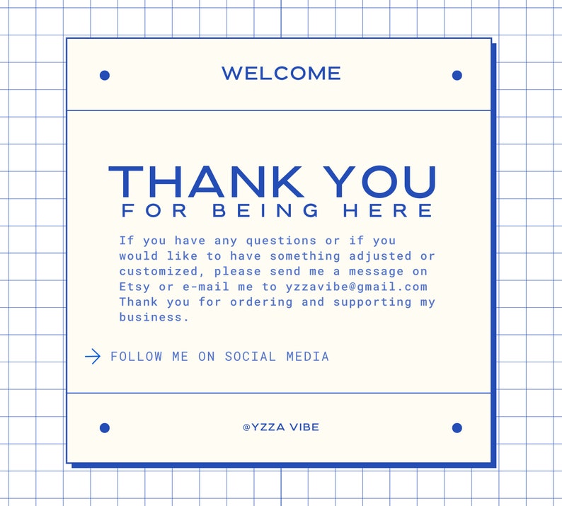Thank you for being here. If you have any questions or if you would like to have something adjusted or customized, please send me a message on Etsy or e-mail me to yzzavibe@gmail.com Thank you for ordering and supporting my business.