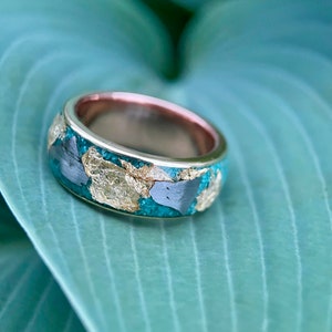 Handmade Copper Ring, Unique Men’s Wedding Band, Turquoise Ring, Handmade Engagement Ring, Statement Ring for Him