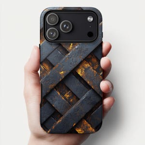 Iron Weave iPhone Case | Dark Industrial Metal Art | MagSafe Compatible 17-13 | Bold Geometric Gift