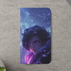 Purple Sorcerer Wallet Case Mystical Magic Art iPhone 16 15 14 13 12 11 Samsung Galaxy S25 S24 S23 S22 S21