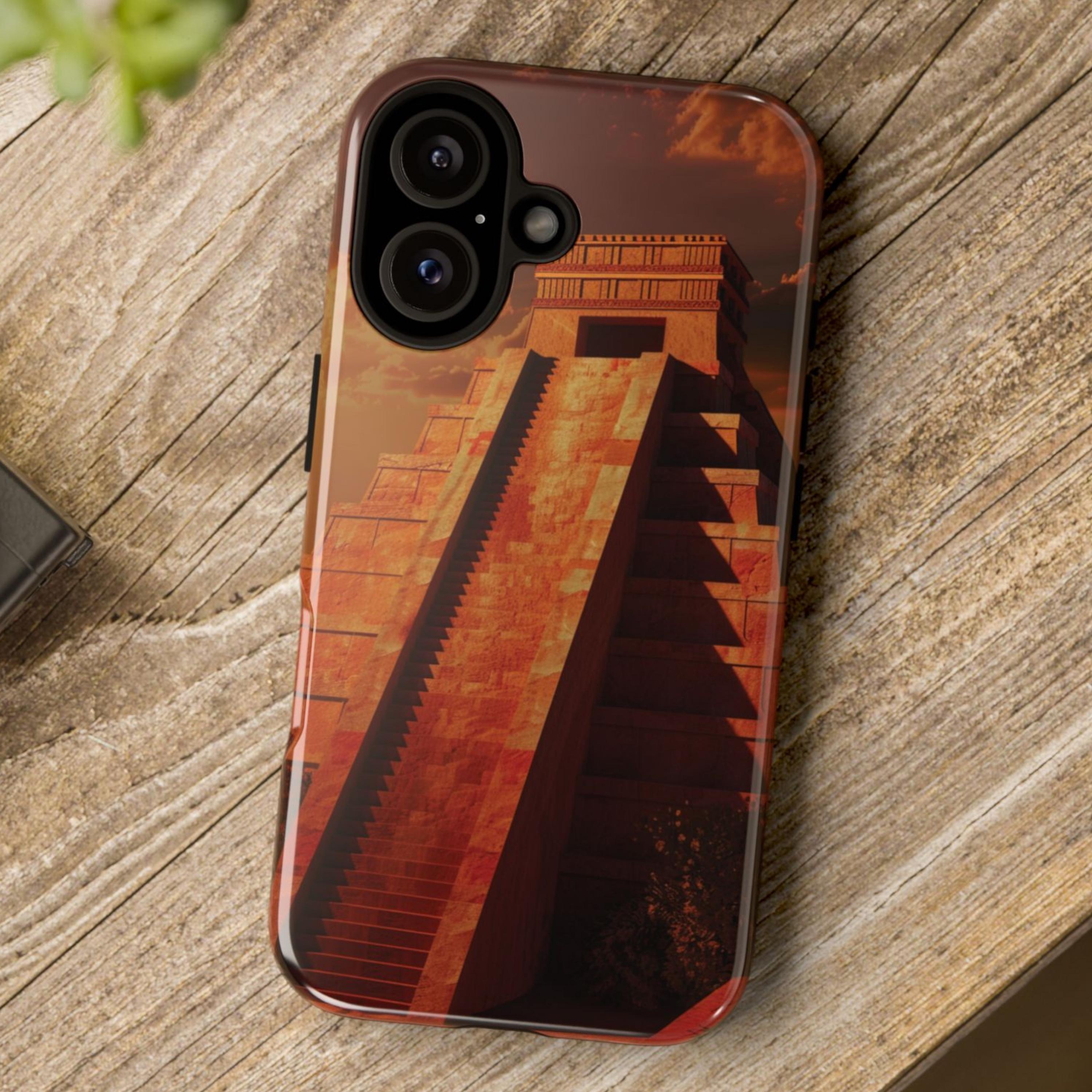Mayan Pyramid iPhone Case, Ancient Sunset Temple Design, Mesoamerican ...
