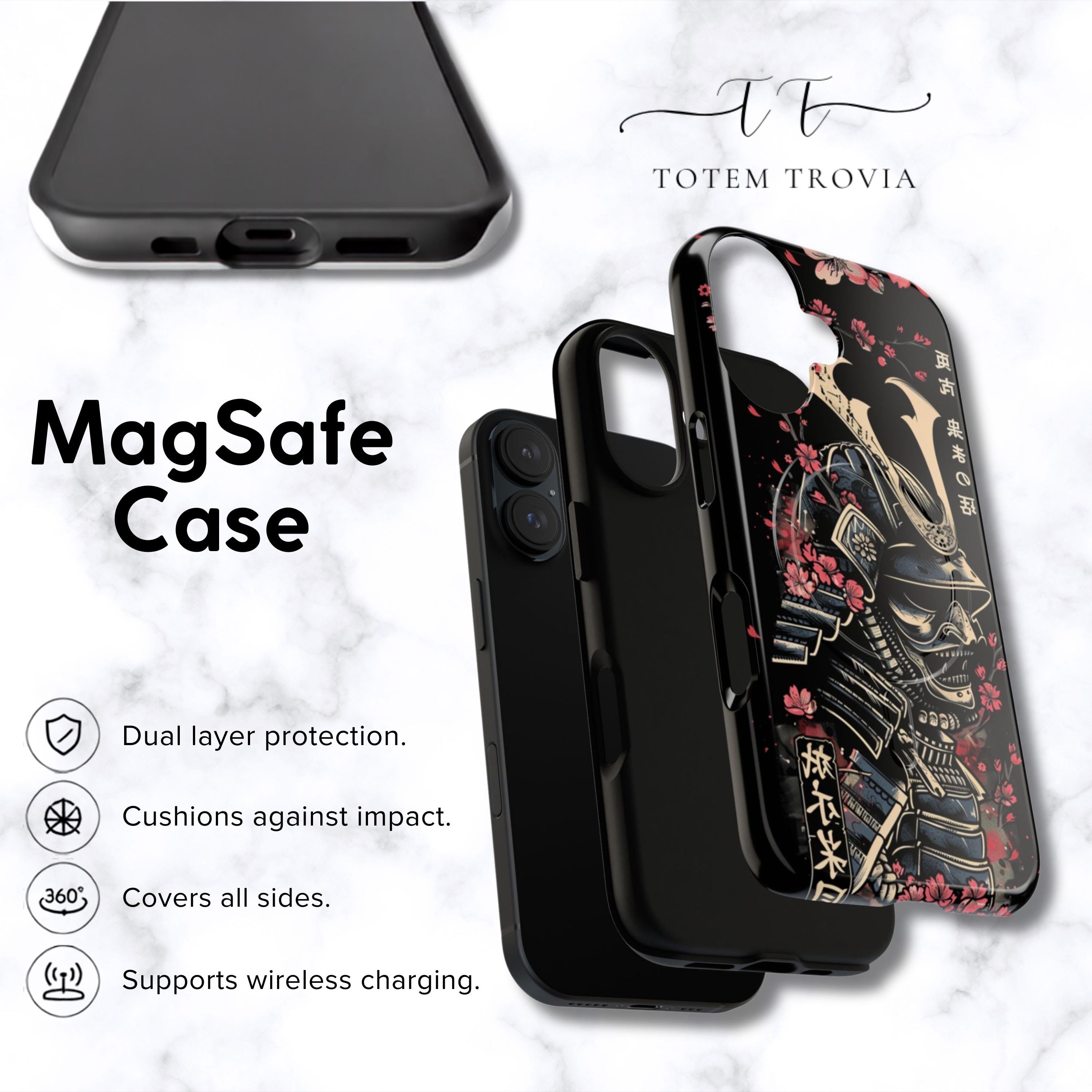 Samurai Cherry Blossom iPhone Case | Black Red Skull Japanese