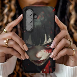 Dark Anime Horror Galaxy Case Gothic Girl Red Blood for Samsung S25 S24 S23 S22 S21 S20 S10 Ultra Plus FE