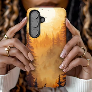 Custodia per Galaxy Sunset Pine Forest Autumn Moon Nature per Samsung S25 S24 S23 S22 S21 S20 S10 Ultra Plus FE