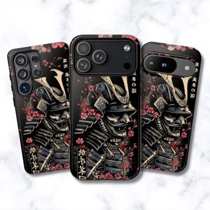 Samurai Cherry Blossom Phone Case | Japanese Warrior Art for iPhone 17-8, Samsung Galaxy S26-S20, Google Pixel 9-5 | Epic Samurai Gift
