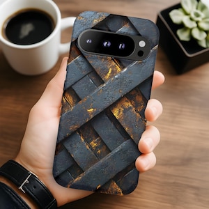 Iron Weave Google Pixel Case | Dark Industrial Metal Art for Pixel 9-5 | Bold Geometric Gift