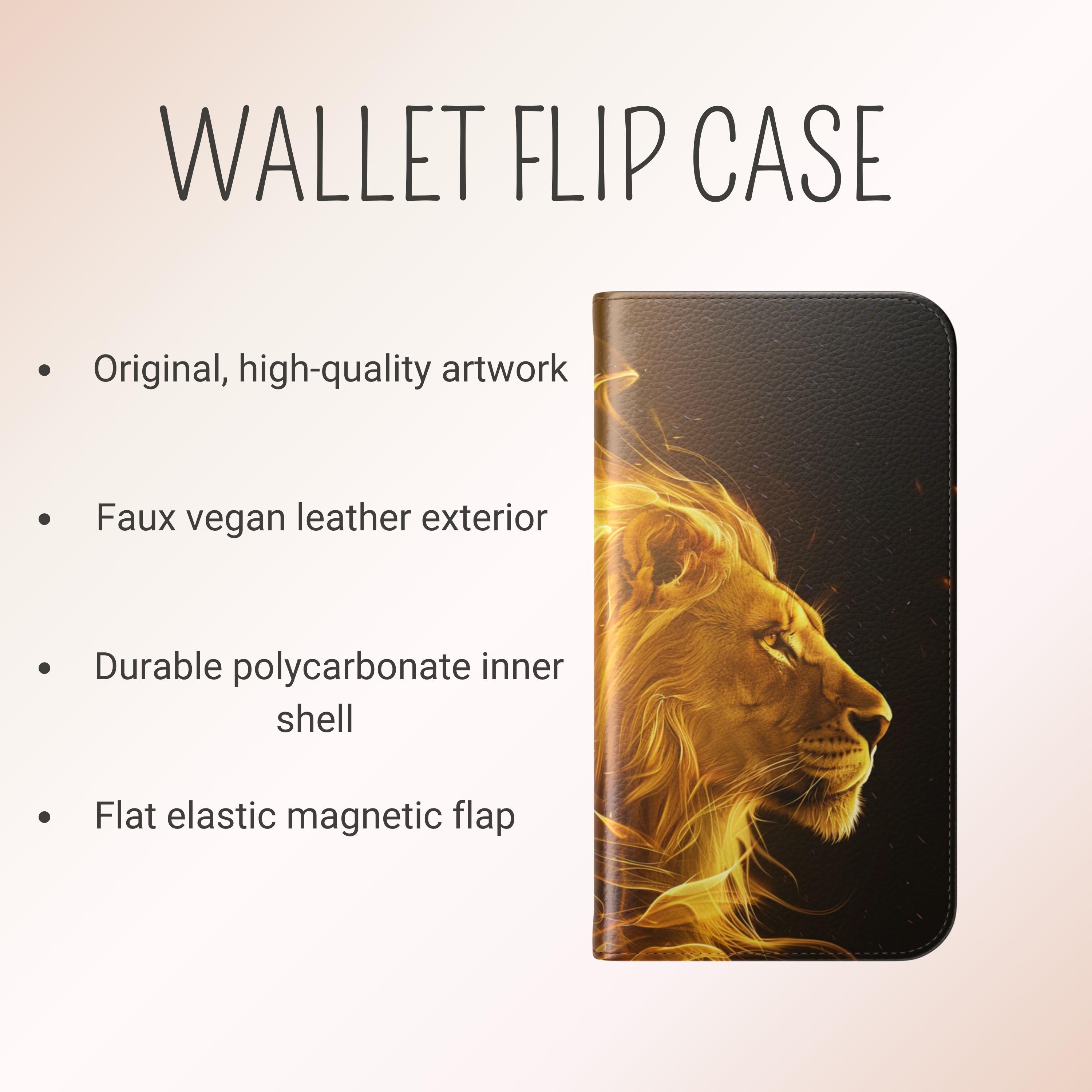 Golden Lion Energy Wallet Case Majestic Fire Art iPhone 16 15 14 