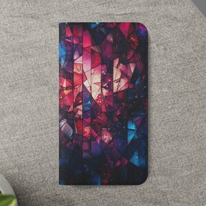 Abstract Crystal Shatter Wallet Case Geometric Glass Art iPhone 16 15 14 13 12 11 Samsung Galaxy S25 S24 S23 S22 S21