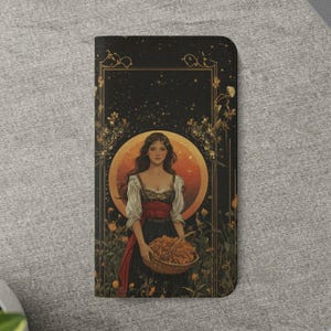 Harvest Goddess Wallet Case Celestial Folk Art iPhone 16 15 14 13 12 11 Samsung Galaxy S25 S24 S23 S22 S21