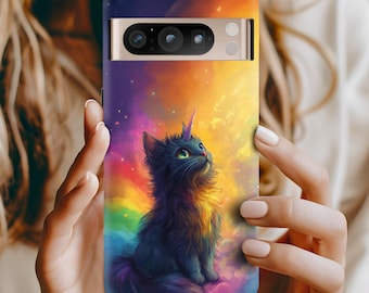 Caticorn Pixel Handyhülle Galaxy Cat Art für Google Pixel 9 8 7 6 5 3 2 1 Pro XL A-Serie