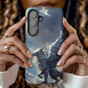 Winged Wolf Galaxy Case Fantasy Sky Clouds Flying Wolf for Samsung S25 S24 S23 S22 S21 S20 S10 Ultra Plus FE