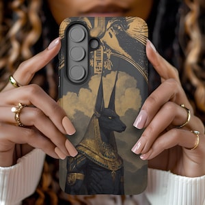 Anubis Galaxy Case Egyptian God Mythology Hieroglyphics for Samsung S25 S24 S23 S22 S21 S20 S10 Ultra Plus FE