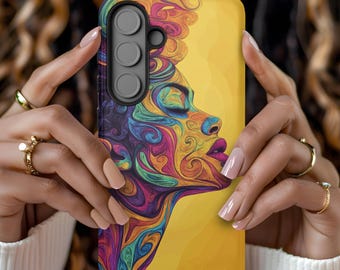 Funda Galaxy con retrato en espiral y arte colorido para Samsung S25, S24, S23, S22, S21, S20 Ultra Plus FE