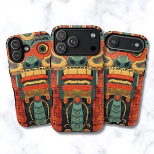 Aztec Spirit Totem Phone Case | Tribal Carved Mask Art Gift for Cultural & Boho Lovers | iPhone 17 16 15 14 13 MagSafe