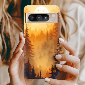 Custodia Pixel Sunset Pine Forest Autumn Moon Nature per Google Pixel 9 8 7 6 5 5G 4a 5G 4a 4 3 2 Pro XL