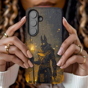 Anubis Temple Galaxy Case Egyptian Guardian Hieroglyphics Magic for Samsung S25 S24 S23 S22 S21 S20 S10 Ultra Plus FE