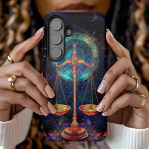 Libra Cosmic Galaxy Case Zodiac Space Scales Astrology for Samsung S25 S24 S23 S22 S21 S20 S10 Ultra Plus FE