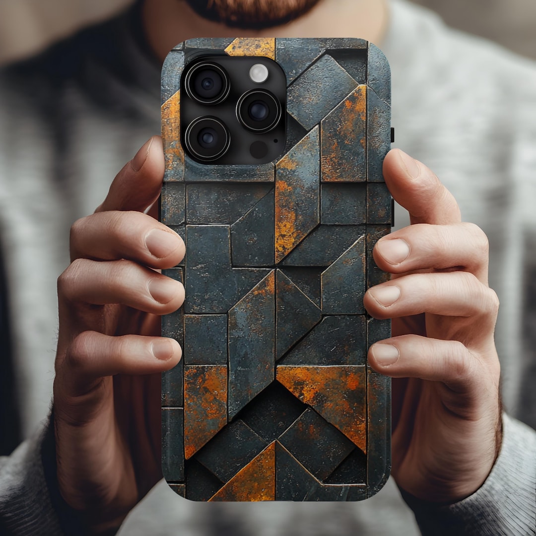 Industrial Rust Mosaic iPhone Case Geometric Metal Art for iPhone