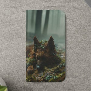 Forest Guardian Dog Moss Nature Wallet Flip Case Woodland Art for iPhone 16 15 14 13 12 11 Samsung Galaxy S25 S24 S23 S22 S21