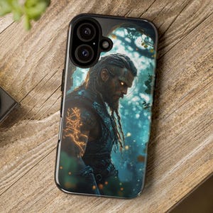 Viking Warrior Phone Case, Mystical Norse Runes Art, Ancient Tribal Design, iPhone 16-XS, Galaxy S24-S21, Pixel 9-5 Cover
