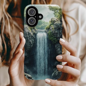Waterfall iPhone Case Serene Nature Forest for iPhone 16 15 14 13 12 11 X 8 Pro Max Plus Mini XR XS