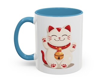 Fortune Cat Mug | Lucky Cat Art | Maneki Neko Mug | Japanese Good