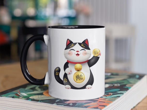 Lucky Cat Mug | Maneki Neko Coffee Cup | Japanese Fortune