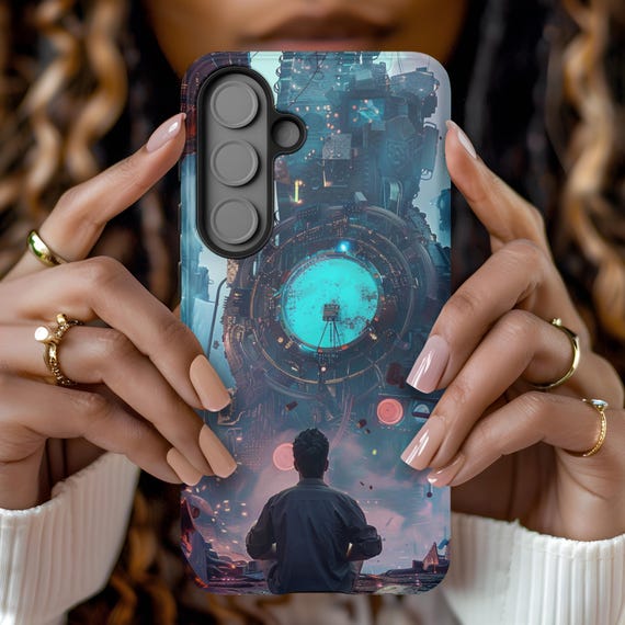 Futuristic Portal Cyberpunk City Galaxy Case Sci-fi Art for