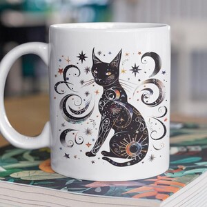 Mystical Celestial Cat Mug - Unique Astrology Totem Gift - Perfect Coffee Cup for Cat Lovers
