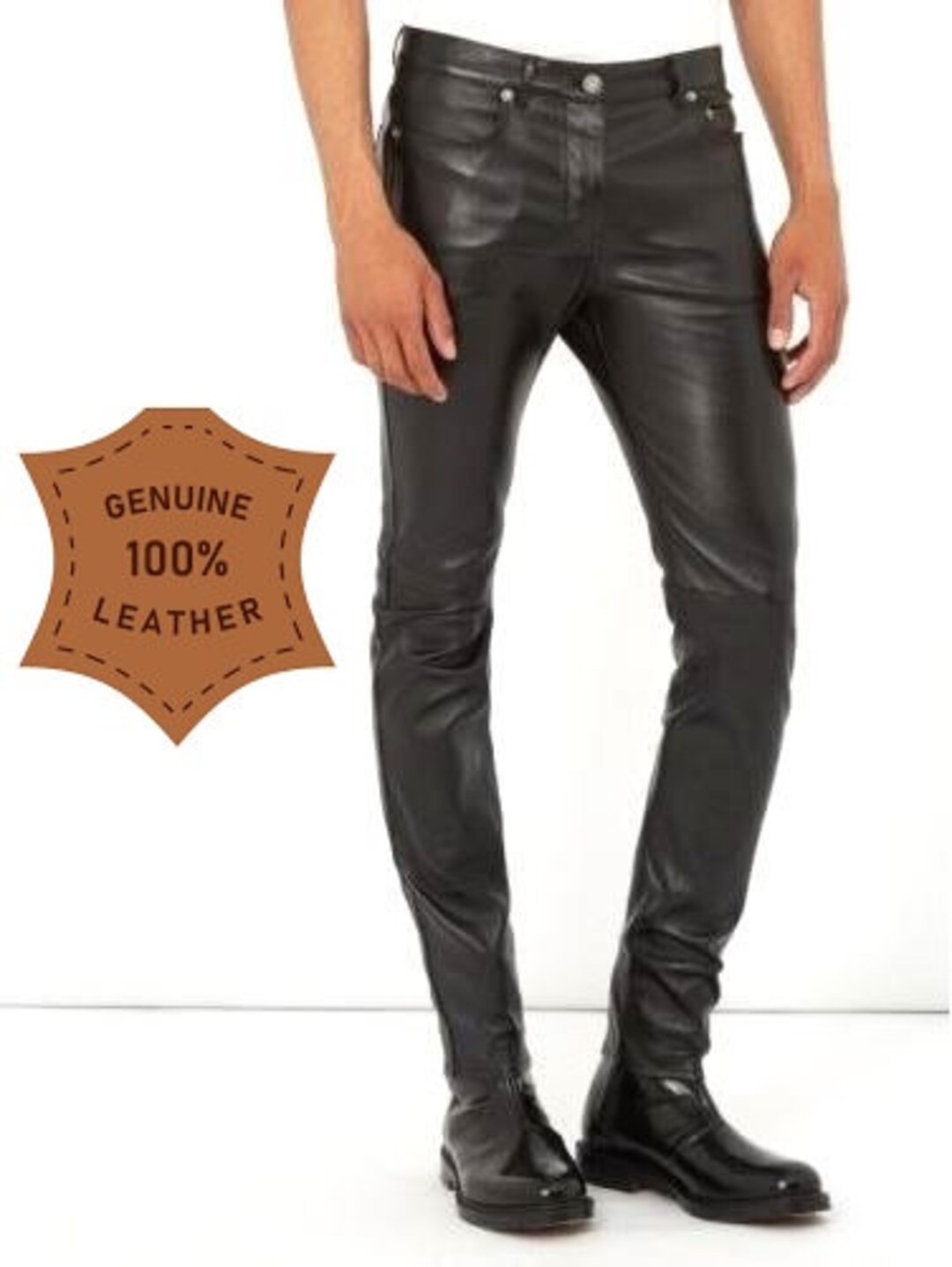 Mens Genuine Sheep Skin Leather Pants Mens Tight Fit Trousers Etsy