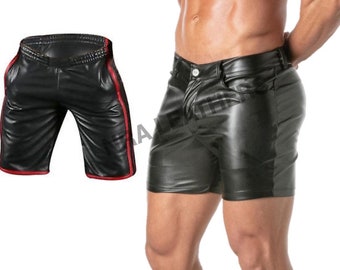 Mens Real Lamb Leather Basketball Shorts Men's Leather Sports Shorts Bikers Style Summer Size