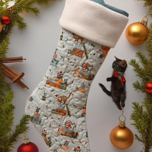 Adorable Quilted Kitty Christmas Stocking – Handmade & Extra Cozy!