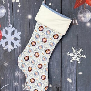 Frozen Christmas Stocking - Anna and Elsa Holiday Disney Stocking with White Minky Cuff