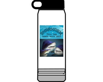 Waterfles met haaienthema | Grappige haaiencadeaus, oceaanliefhebbers, hydrofles, outdooravontuur, milieuvriendelijke waterfles, 32 oz