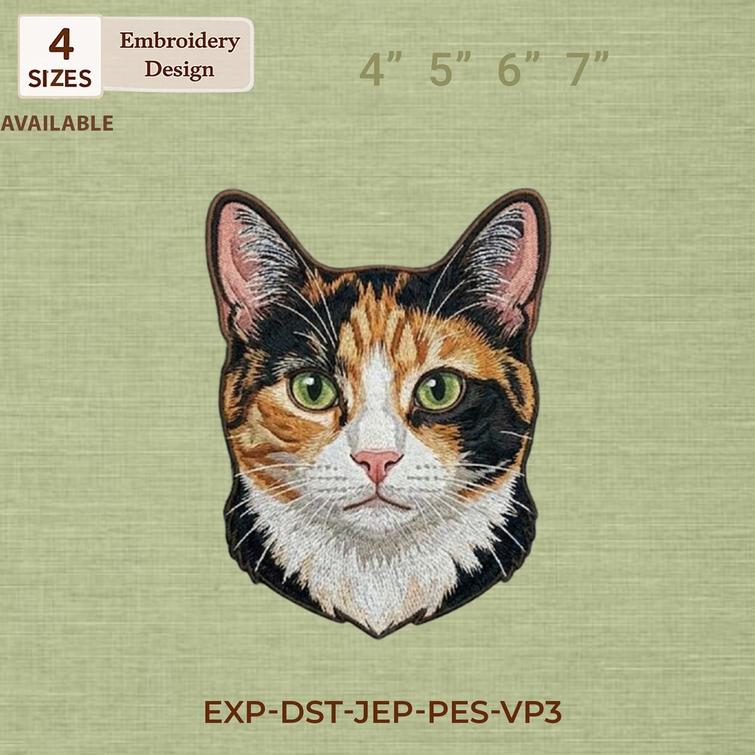 Calico Cat Face Embroidery Pet Lover Gift Machine Embroidery Design - Etsy