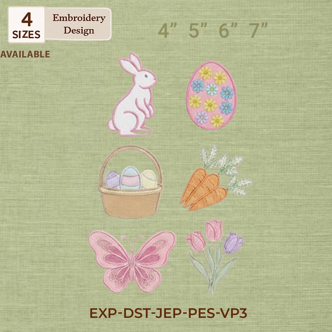 Easter & Spring Machine Embroidery Designs Pack - Bunny, Egg, Tulip ...