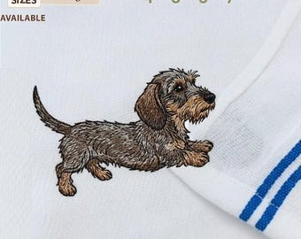 Dachshund de pelo duro - Toalla de cocina Dog Mama, diseño de bordado a máquina para mascotas, animales, niños, proyecto ITH (Simplemente en el aro)