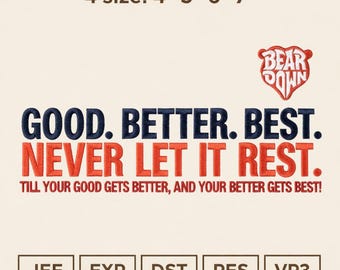 Diseño de bordado de fútbol americano de Chicago, archivo de puntada deportiva de alta calidad, patrón de bordado a máquina "Bear Down", archivo de regalo para fanáticos del fútbol americano