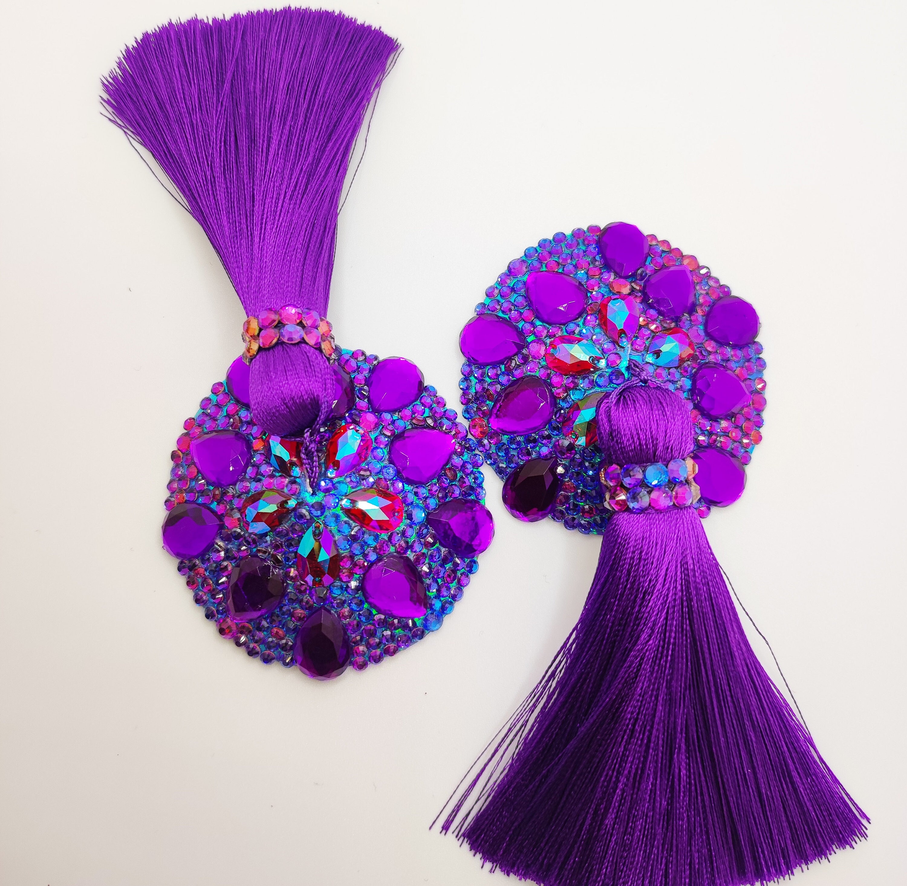 Purple Rhinestone Burlesque Pasties/Tassels
