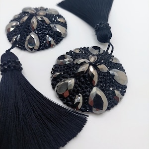 Black Rhinestone Burlesque Pasties/Tassels