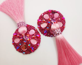 Pink Rhinestone Burlesque Pasties/Tassels
