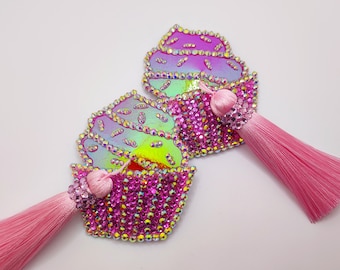 Cupcake Rhinestone Burlesque Pasties/Tassels